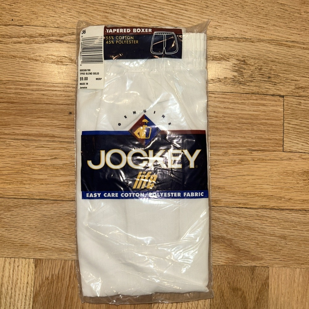 Vintage JOCKEY Life 1999 Tapered Boxer Short NEW Size 36 White  NWT NOS